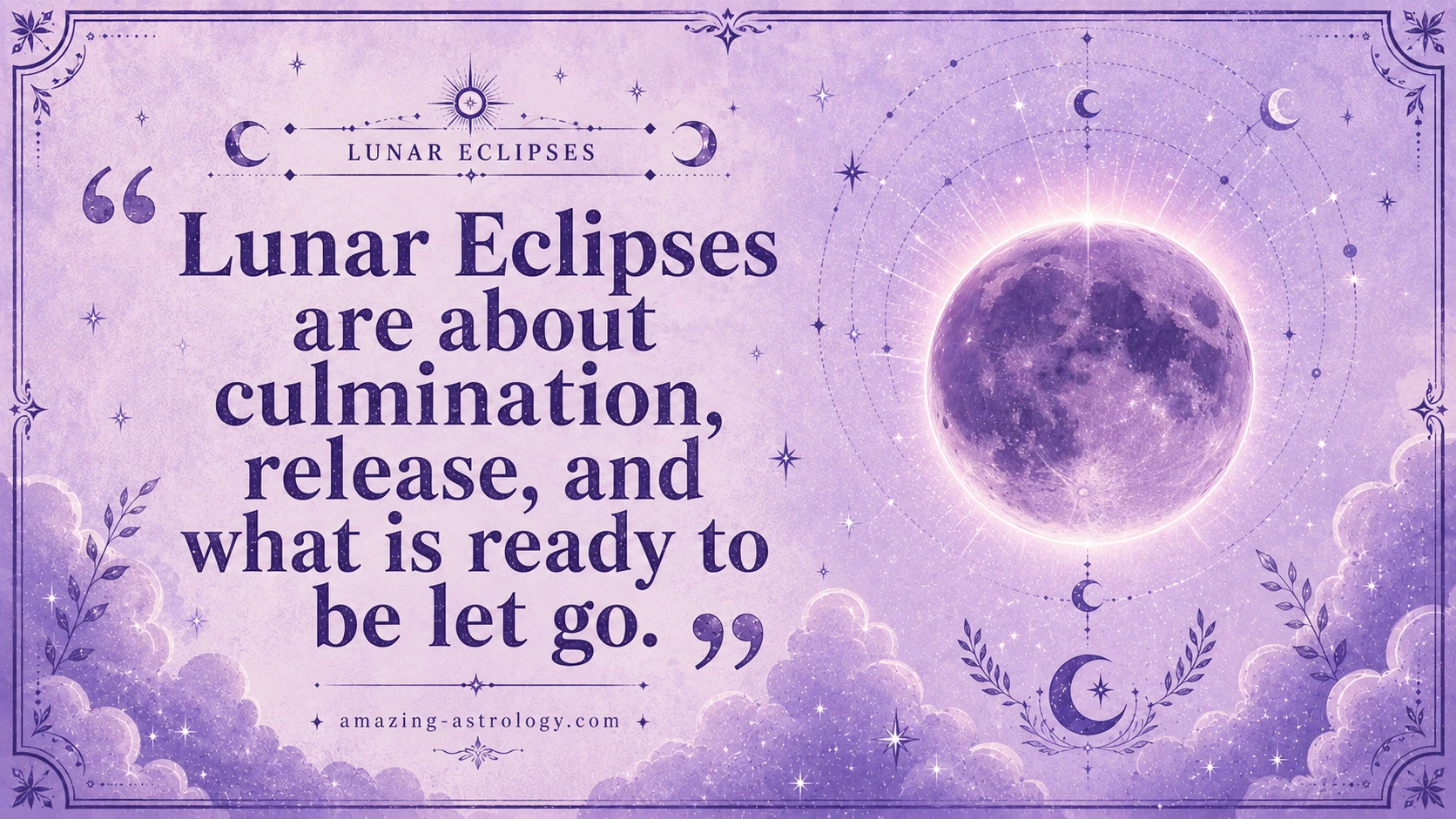 Lunar eclipses represent culmination, release and letting go